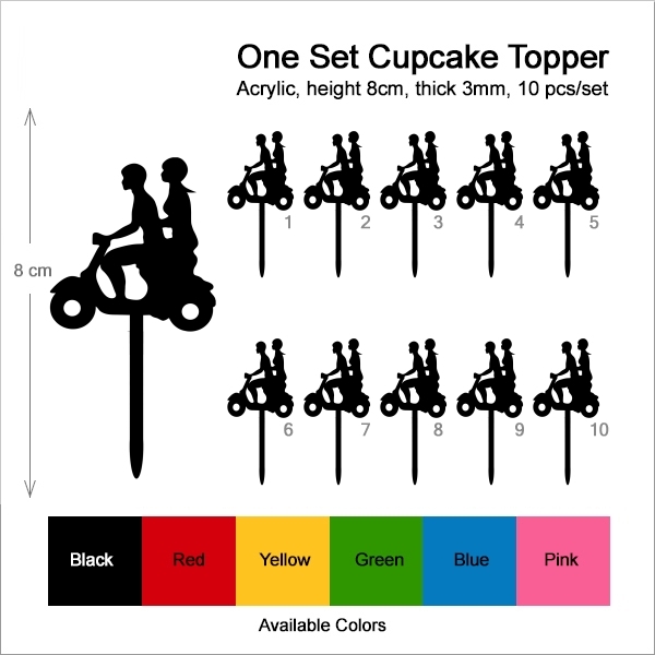 Couple Scooter Motorcycle Cupcake