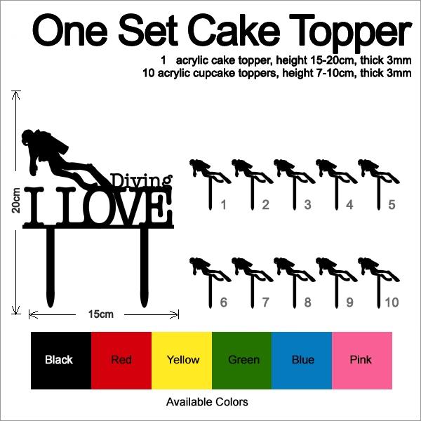 Desciption I Love Diving Cupcake