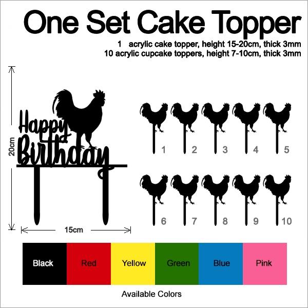 Desciption Happy Birthday Rooster Cupcake