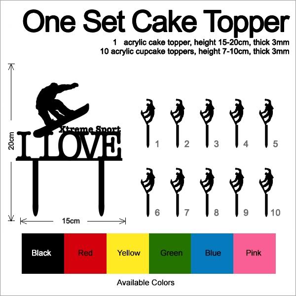 Desciption I Love Xtreme Sport Snowboard Cupcake