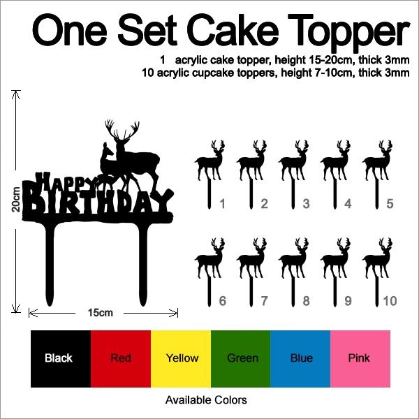 Desciption Happy Birthday Deer Family Cupcake