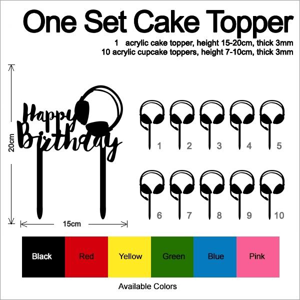 Desciption Happy Birthday Headphone Cupcake