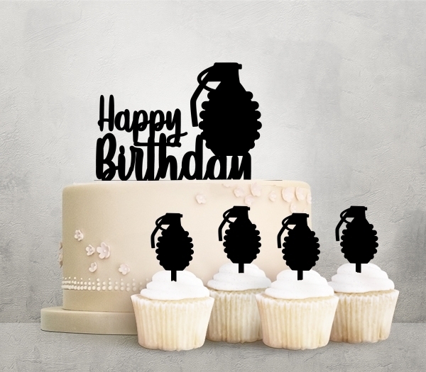 Desciption Happy Birthday Explosion Hand Grenade Cupcake