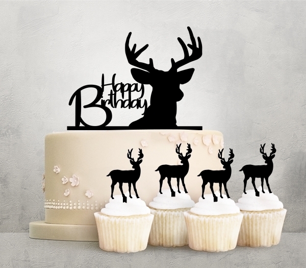 Desciption Happy Birthday Deer Cupcake