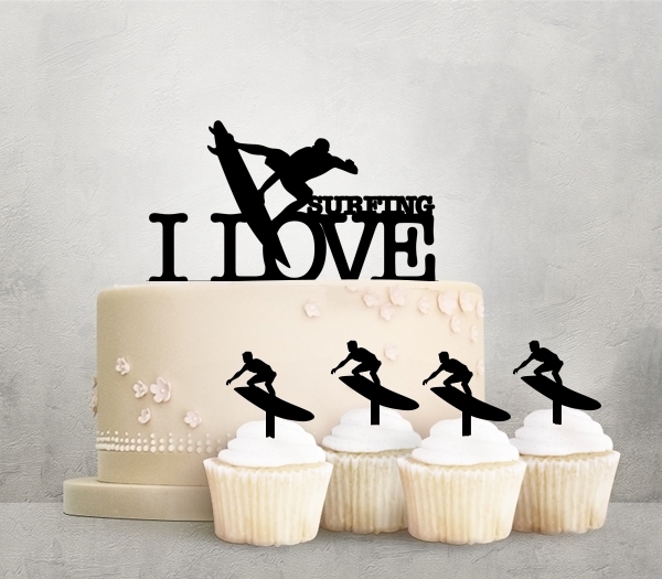 Desciption I Love Surfing Cupcake