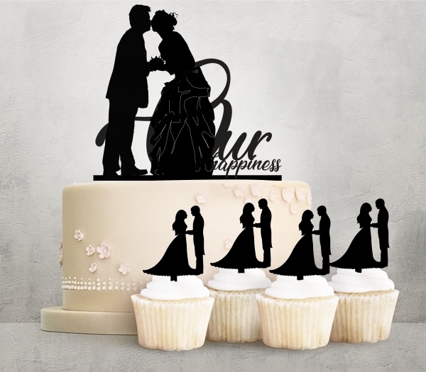 Desciption Our Happiness Marry Bride and Groom Cupcake