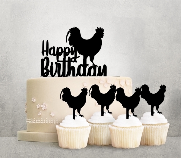 Desciption Happy Birthday Rooster Cupcake