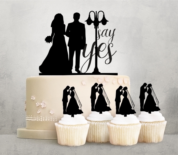 Desciption Say Yes Marry Bride and Groom Cupcake