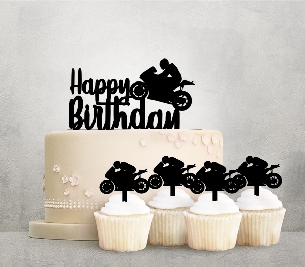 Desciption Happy Birthday Motorcycle Racing Cupcake