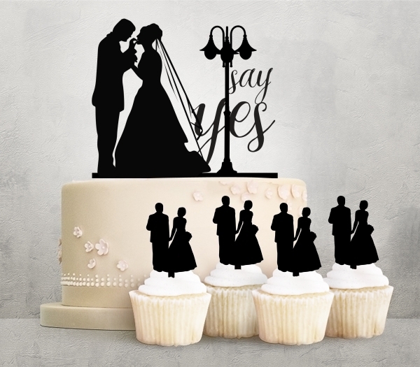 Desciption Say Yes Marry Bride and Groom Cupcake