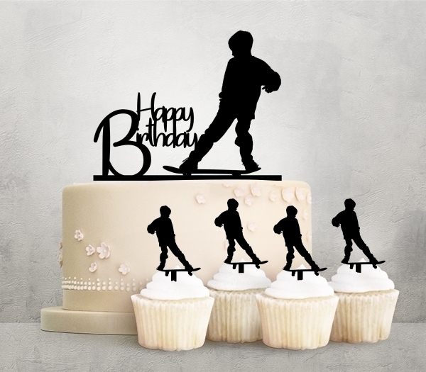 Desciption Happy Birthday Skateboard Boy Cupcake