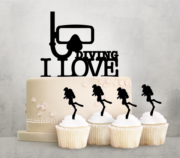 Desciption I Love Diving Snorkel Cupcake