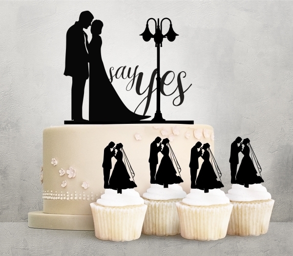 Desciption Say Yes Marry Bride and Groom Cupcake