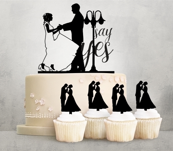 Desciption Say Yes Marry Bride and Groom Cupcake