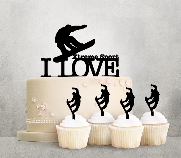 Desciption I Love Xtreme Sport Snowboard Cupcake