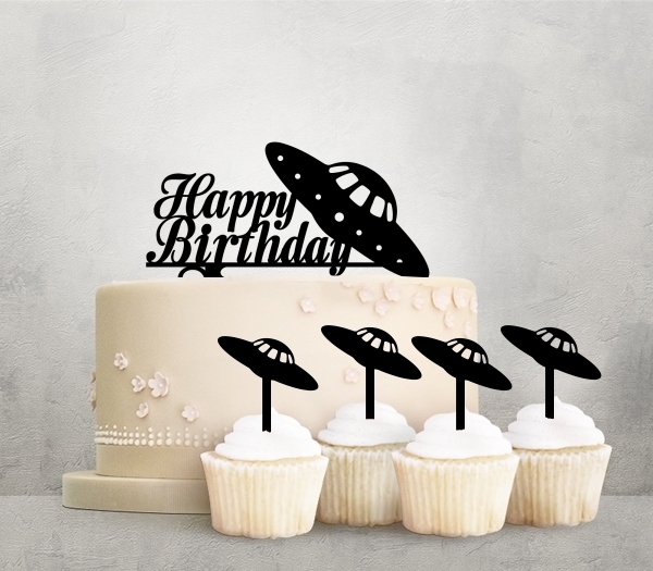 Desciption Happy Birthday Alien UFO Cupcake