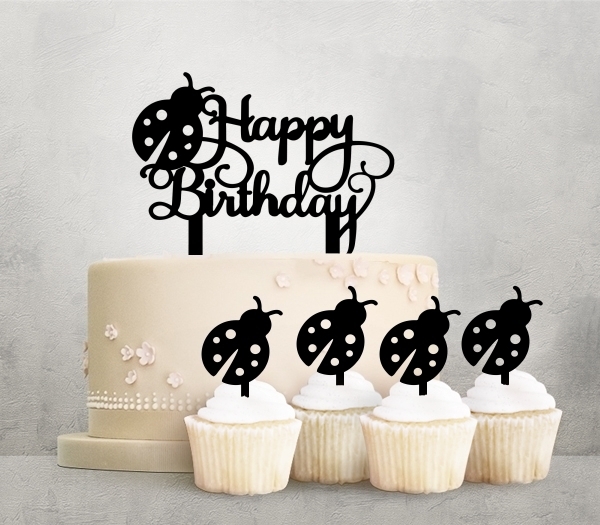 Desciption Happy Birthday Lady Bug Cupcake