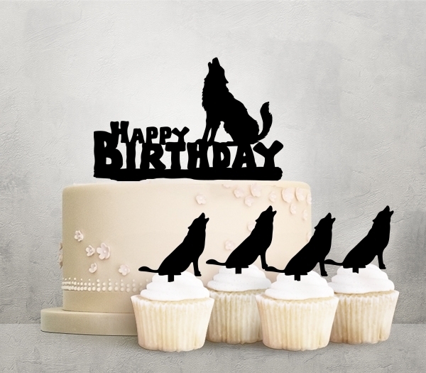Desciption Happy Birthday Wolf Howling Cupcake