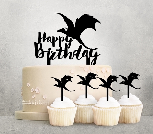 Desciption Happy Birthday Flying Dragon Cupcake