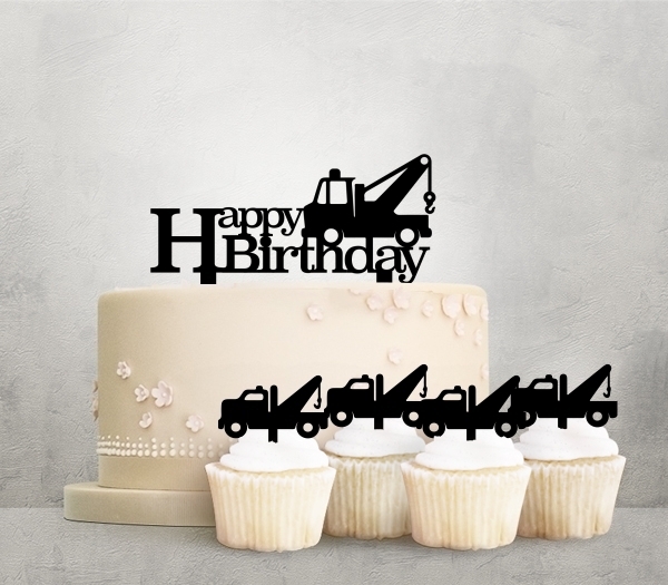 Desciption Tow Truck Happy Birthday Cupcake