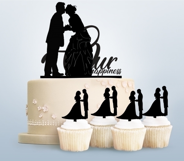 Desciption Our Happiness Marry Bride and Groom Cupcake