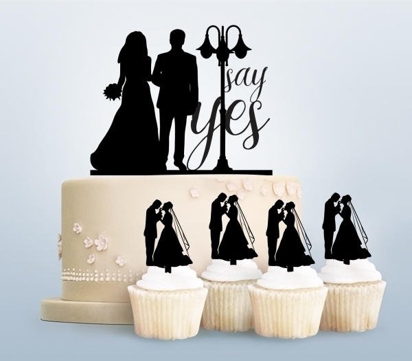 Desciption Say Yes Marry Bride and Groom Cupcake