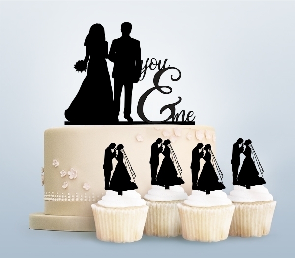 Desciption You and Me Marry Bride and Groom Cupcake