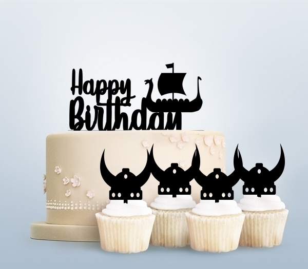 Desciption Happy Birthday Viking Ship Cupcake