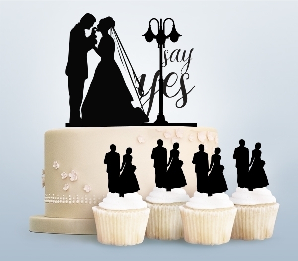 Desciption Say Yes Marry Bride and Groom Cupcake