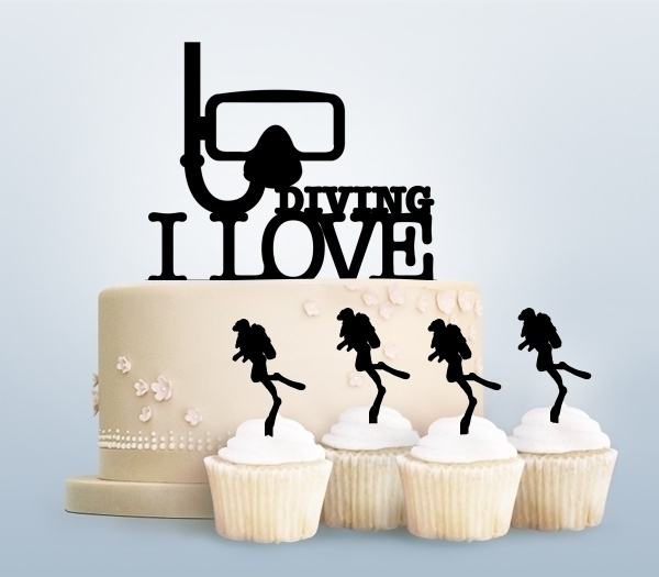 Desciption I Love Diving Snorkel Cupcake