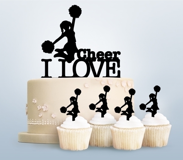 Desciption I Lovr Cheer Cheerleader Cupcake