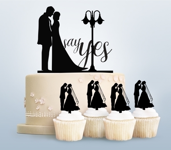 Desciption Say Yes Marry Bride and Groom Cupcake