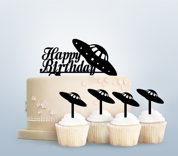 Desciption Happy Birthday Alien UFO Cupcake