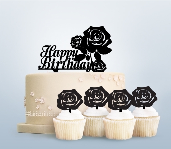 Desciption Happy Birthday Roses Flower Cupcake