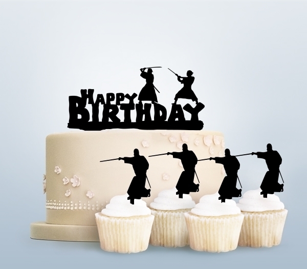 Desciption Happy Birthday Samurai Fighting Cupcake