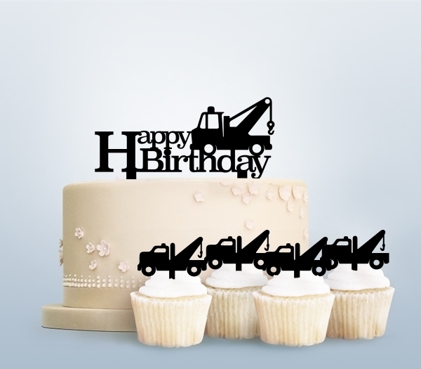 Desciption Tow Truck Happy Birthday Cupcake
