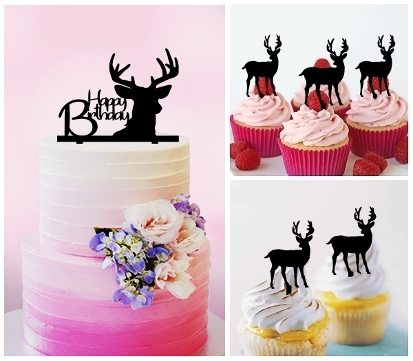 Desciption Happy Birthday Deer Cupcake