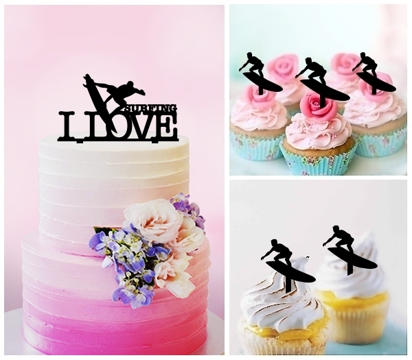 Desciption I Love Surfing Cupcake