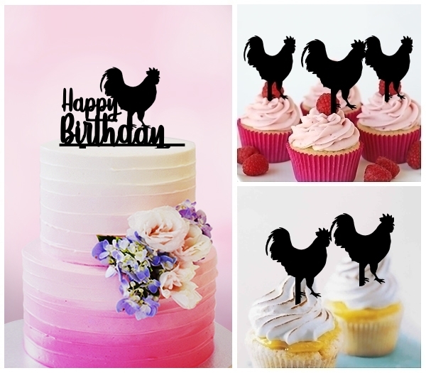 Desciption Happy Birthday Rooster Cupcake