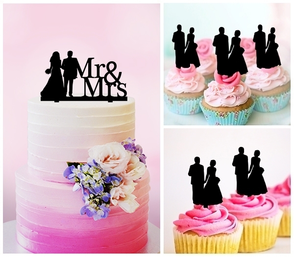 Desciption Mr and Mrs Marry Bride and Groom Cupcake