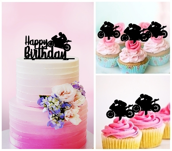 Desciption Happy Birthday Motorcycle Racing Cupcake