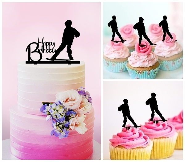 Desciption Happy Birthday Skateboard Boy Cupcake