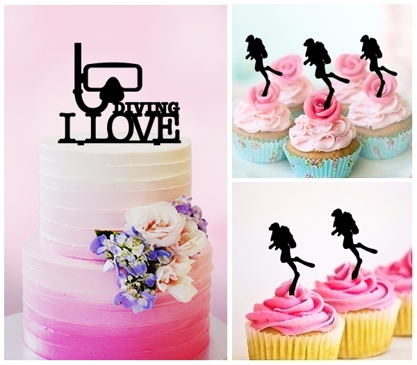 Desciption I Love Diving Snorkel Cupcake