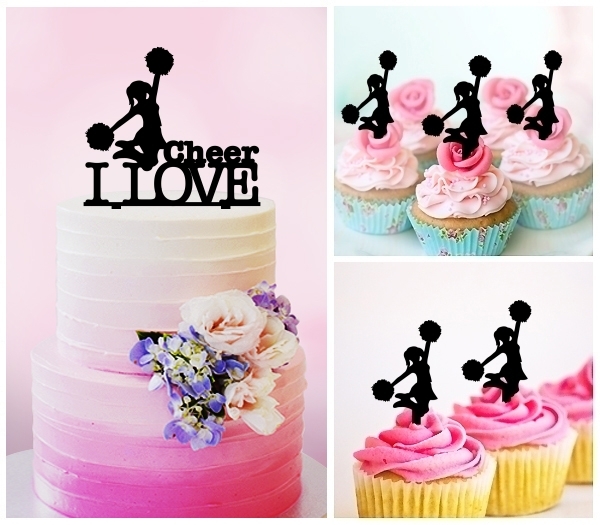 Desciption I Lovr Cheer Cheerleader Cupcake