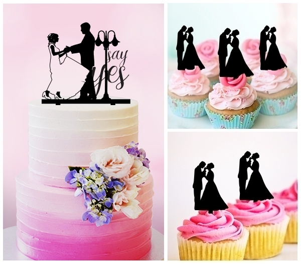 Desciption Say Yes Marry Bride and Groom Cupcake