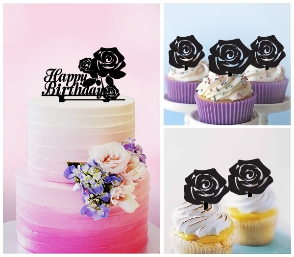 Desciption Happy Birthday Roses Flower Cupcake