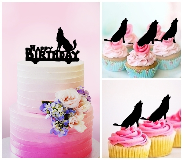 Desciption Happy Birthday Wolf Howling Cupcake