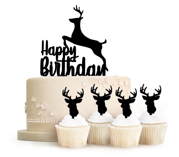 Topper Happy Birthday Reindeer