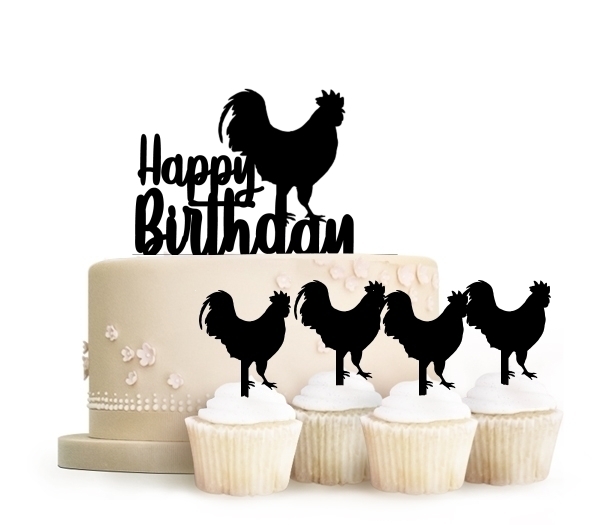 Topper Happy Birthday Rooster