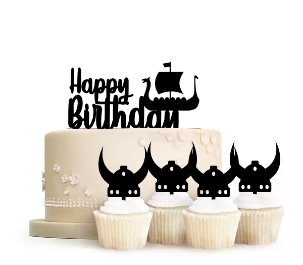Topper Happy Birthday Viking Ship